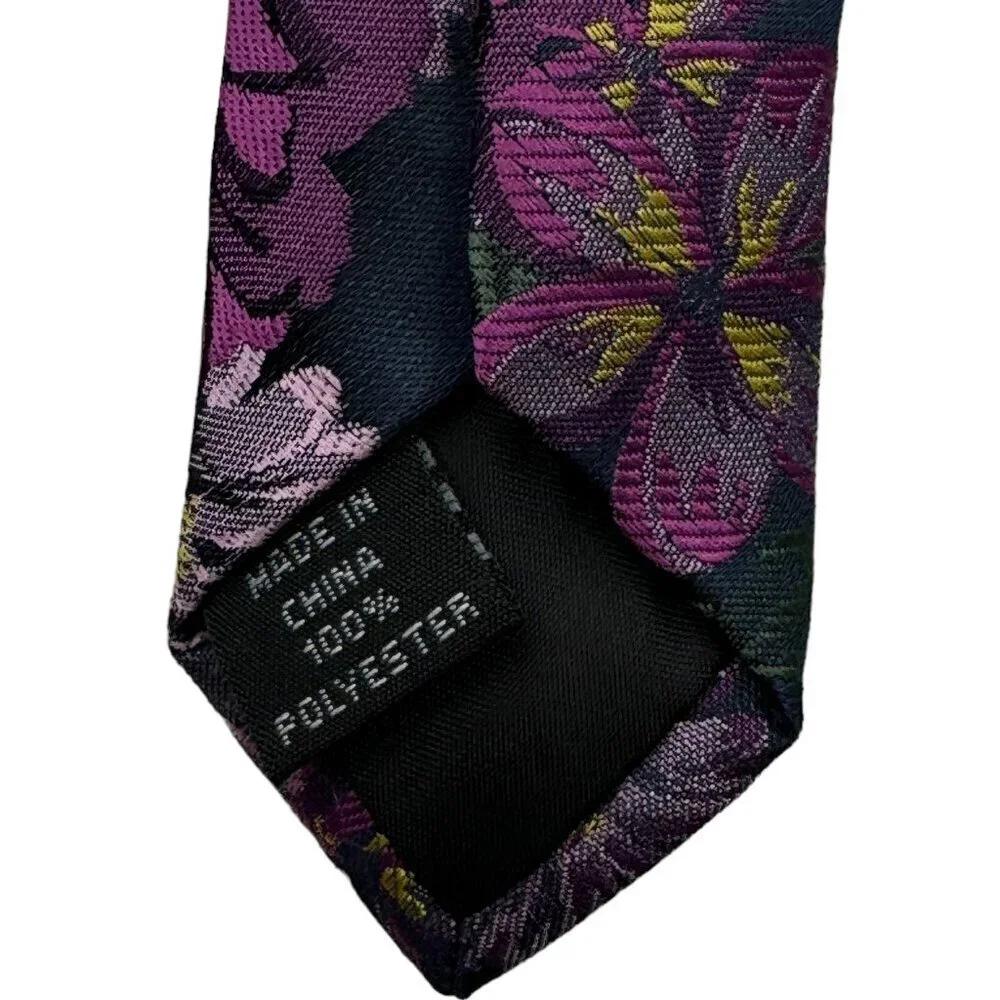 Bespoke Navy, Purple, Pink Floral Print Men's Tie